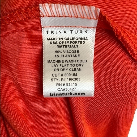 Nwt Trina Turk Bird of Paradise Dress Tiger Lily Orange Fringe Sleeve S - Picture 10 of 10